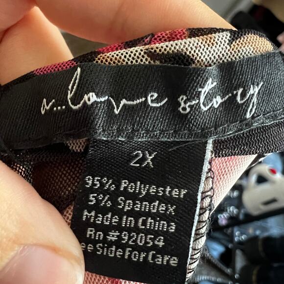 Black Floral Mesh Top, Coquette, Fairy Grunge, Y2K Inspired,‎ 2X, Boho, Romantic - Picture 4 of 4